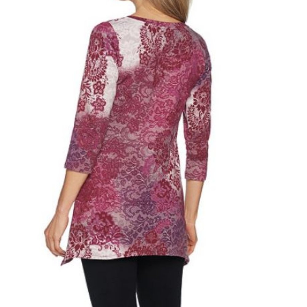 LOGO French Terry Printed Top w/ Asymmetric Hem - Picture 2 of 4